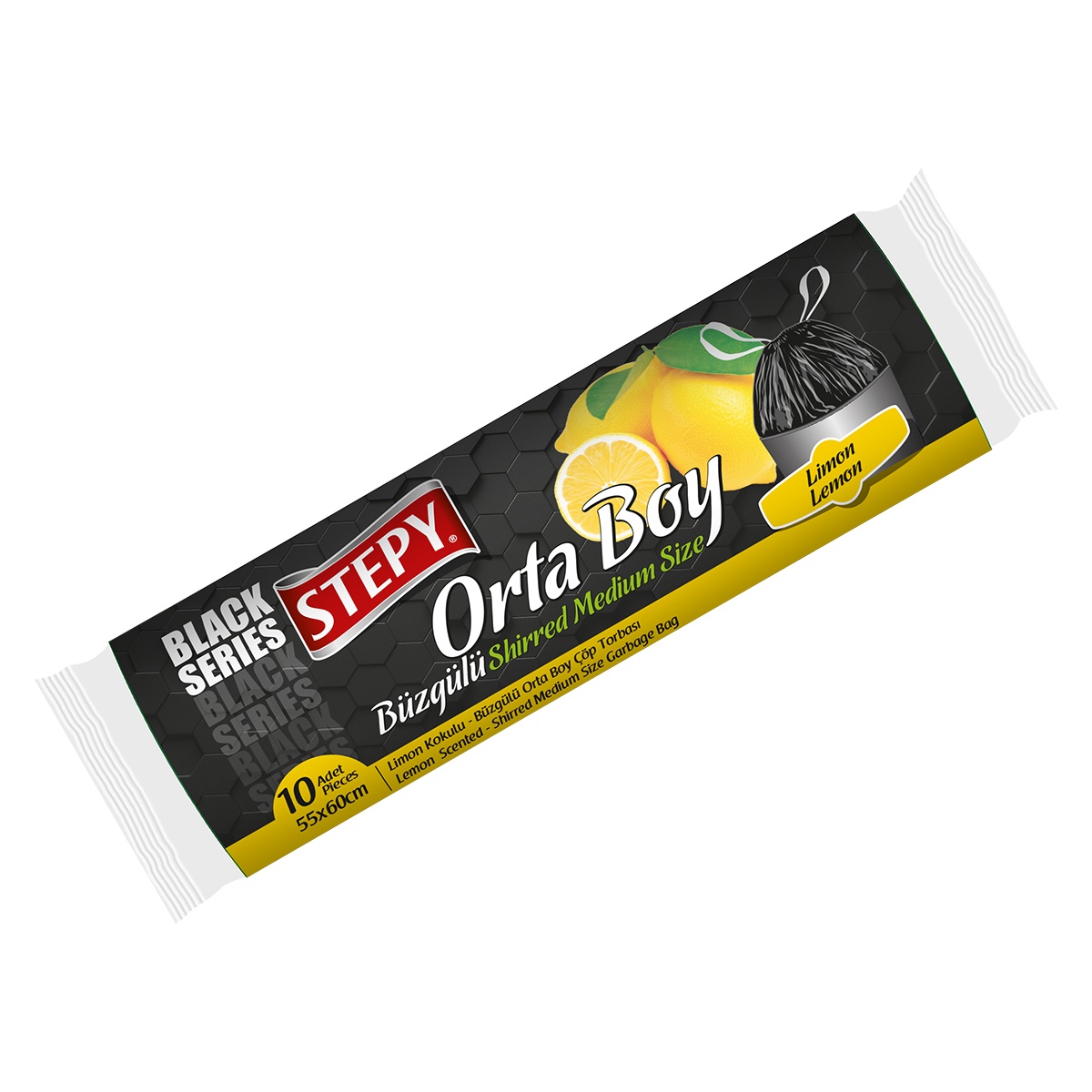 Black Seri Büzgülü Orta Boy Çöp Torbası (Limon)