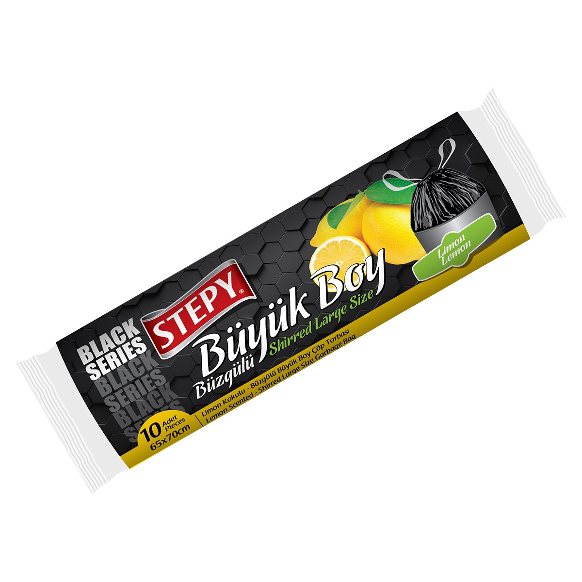 Black Seri Büzgülü Büyük Boy Çöp Torbası (Limon)