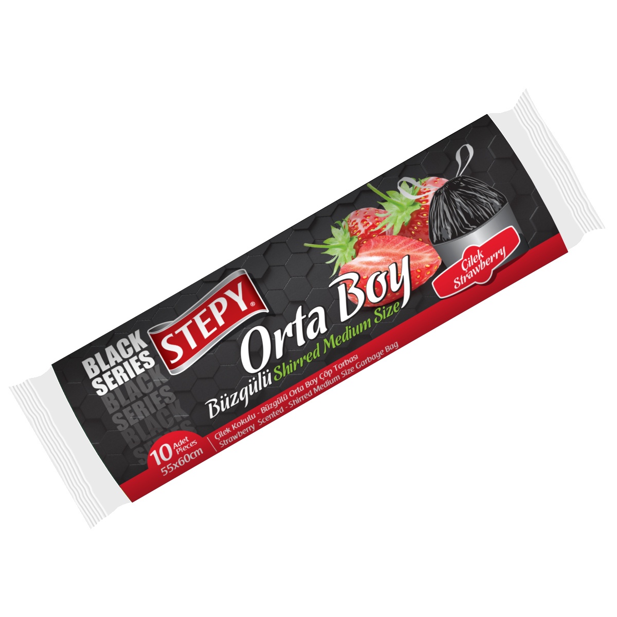 Black Seri Büzgülü Orta Boy Çöp Torbası (Çilek